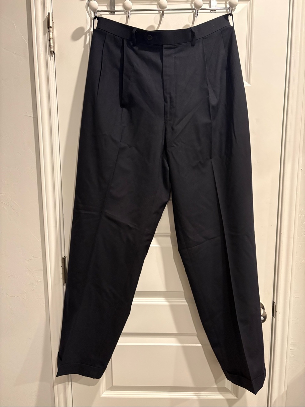 Ralph Lauren 100% Wool Men's Pleated Dress Pants - Black 40W 32L